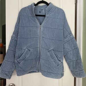 Free People inspired Blue Quilted Zip-Up Jacket